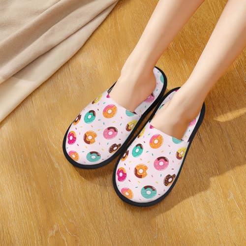 Donut Print House Slippers For Women And Men,Soft Slippers With Memory Foam,Non-Slip Indoor Home Shoes4