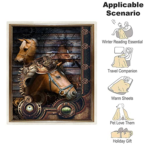 Onecmore Horse Gifts For Girls,Horse Blanket, Gifts For Horse Lovers Blanket, Horse Gifts For Women,Warm Soft Horse Lovers Theme Sherpa Thick Throw Blanket For Bed Sofa Office #TOP5