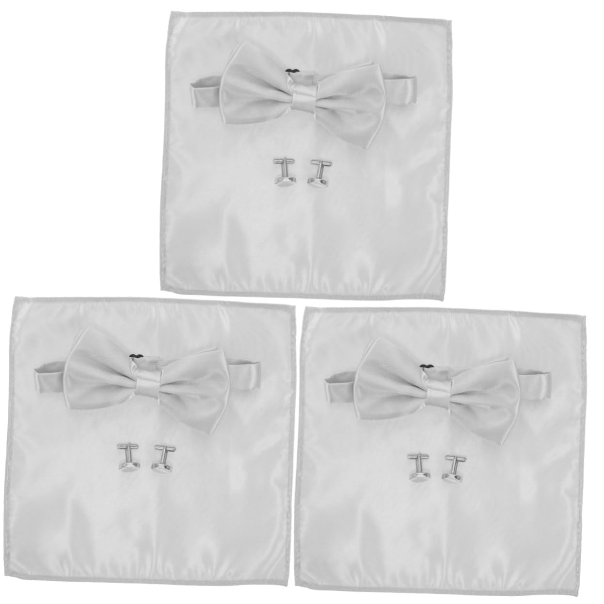 BESPORTBLE 3 Sets Men's Pre-tied Bow Tie Set Cufflinks Tuxedo Studs for Wedding Groom Satin Handkerchief Mens Suit Accessories