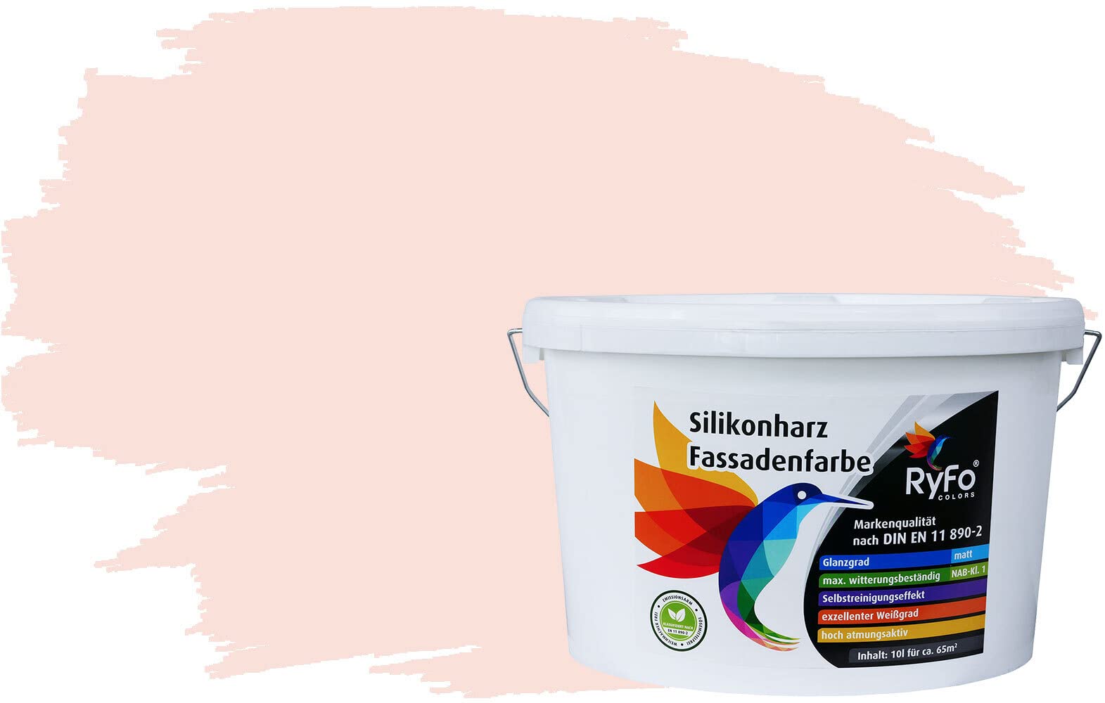 RyFo Colors Silikonharz Fassadenfarbe Lotuseffekt Trend Weißtöne Perlweiß 10l - bunte Fassadenfarbe, weitere Weiß Farbtöne und Größen erhältlich, Deckkraft Klasse 1
