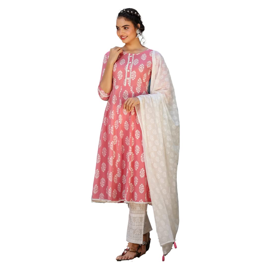 Women Kurti with Dupatta and Palazzo Set | Ladies Top Kurta Kameez Salwar Suit Bottom Pant | Ethnic Festive Traditional Party Dress