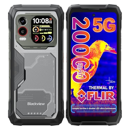 Blackview Xplore 1 Pro 5G Imagerie Thermique (Lepton3.5) Smartphone Incassable, 20000mAh 36Go+256Go/2To TF Téléphone Portable Incassable, Dimensity 7050, 6,78" 2,4K 120Hz 64MP+50MP, IP69K/OTG/NFC/GPS