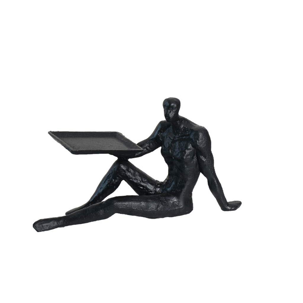 Nordic Minimalist Leisure Man Sculpture Cast Iron Abstract Figure Statue Decoration Home Room Art Desktop Decoration (Color : A)