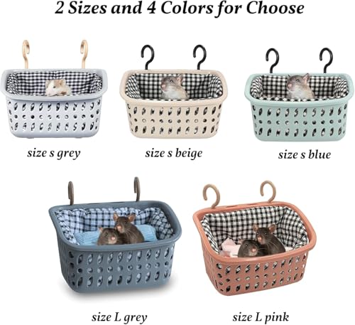 Image of JWShang Rat Hammock for Cage - Small Animal Hanging Basket Bed with Sturdy Hooks, Cozy Pet Rat Cage Accessories for Guinea Pig Chinchilla Sugar Glider Ferret (Blue, L)
