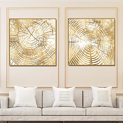 Toile murale moderne texture bois doré décoration salon chaleureux lot de 2 affiches 50x50