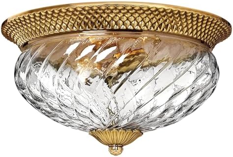 Hinkley Plantation Traditional Three Light Flush Mount, Burnished Brass