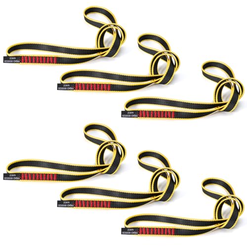 VFKENA 18MM Nylon Climbing Sling Runner 23KN CE2008/EN566 Rock Climbing Webbing Straps for Rock Climbing, Rappelling, Swing, Yoga Hammock etc (60cm/ 24inch |Pack of 6)