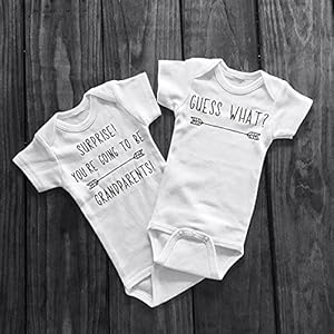 Bump and beyond designs surprise pregnancy announcement grandparents newborn bodysuit  urban country home decor