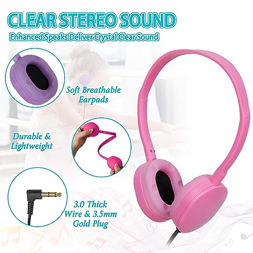 Image of 100 Pack Bulk Headphones for Classroom School,Wholesale Earphones | Class Set for Students Teens and Adult 3.5mm Jack (10 Colors)