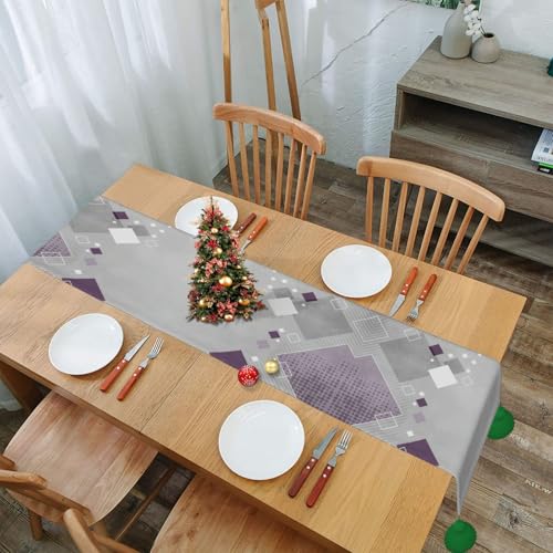 Chemin de table imprimé carrés colorés pour table basse et repas de ferme - 8