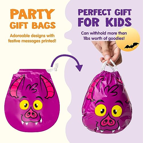 JOYIN 72PCS Halloween Drawstring Goody Bags, Halloween Treats Bags, Trick or Treat Bag, Goodie Candy Gift Bag Bulk for Kids Trick or Treating, Party Favors Supplies, 12 Designs Classroom Gifts Prizes3
