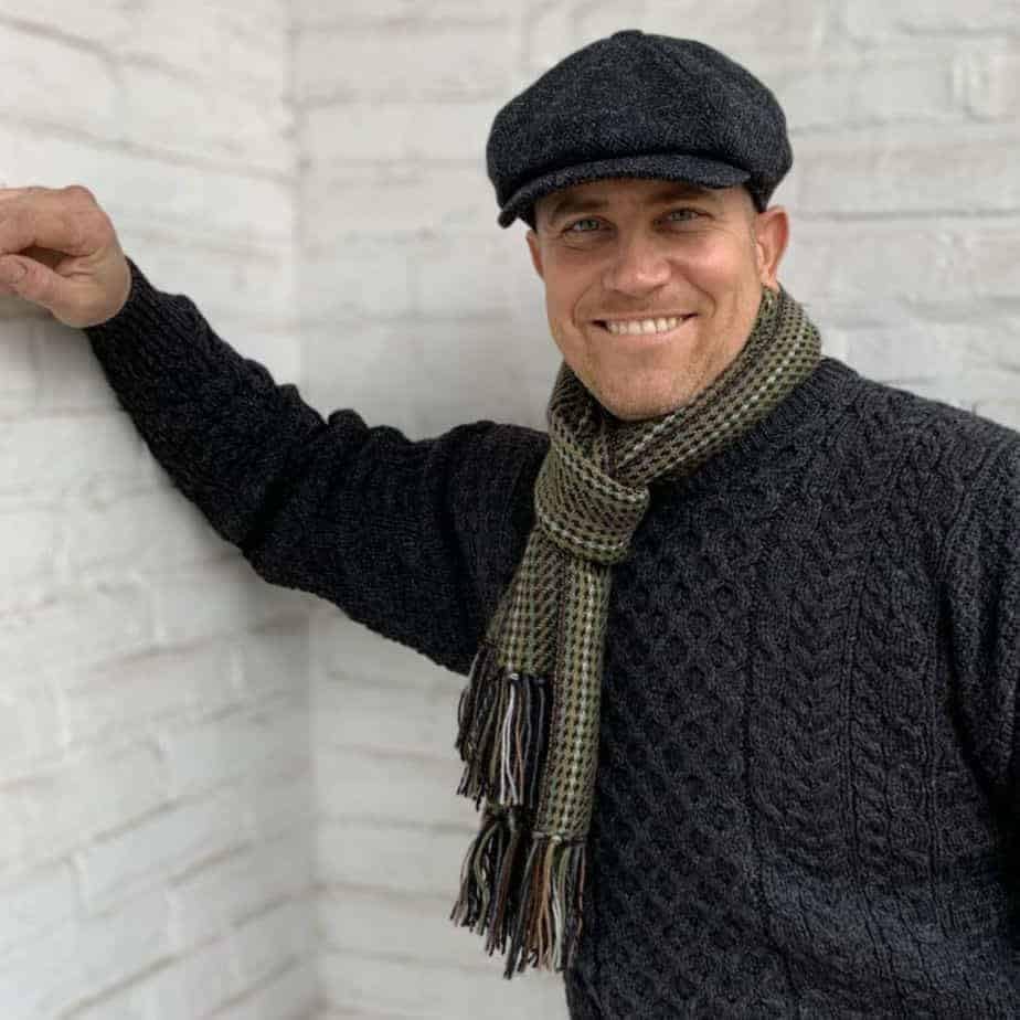 Irish Wool Sweater, Traditional Aran Honeycomb Stitch, Crew Neck, 100% Wool3