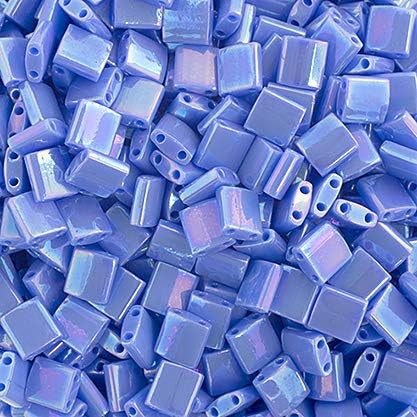 Miyuki TILA Beads 5x5mm 2 Hole TL0483 Lapis Blue Opaque AB 250Gms Bulk Bag of Japanese Glass Beads