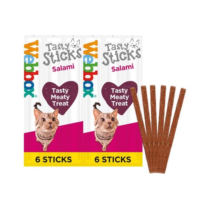 Webbox Tasty Sticks Cat Treats, Salami - Kitten Friendly, Wheat and Grain Free, No Artificial Colours (25 x 6 Packs)โฆ โ image 1