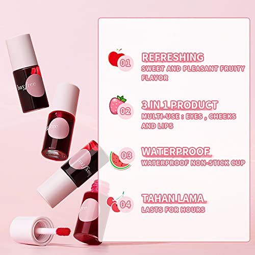 Yocisku 4 Colors Lip Tint Stain Set, Liquid Lipstick Kit, Bright Vivid Lip Gloss, Can Be Used As Blush And Eyeshadow, Waterproof And 24 Hours Long Lasting, Moisturizing Lips, Fruity Color Lip Stains #TOP4