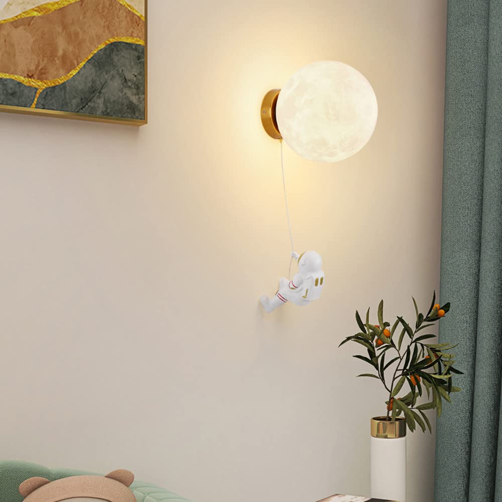 moderna lampada da parete astronauta luna applique da parete globo lampada da parete per camera dei bambini, art deco Esplora apparecchio di illuminazione luci notturne G9 per ragazze ragazzi camera d