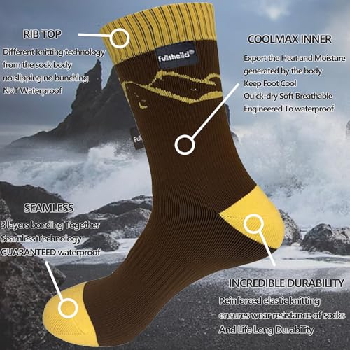 Fullsheild Men’s Waterproof Hiking Socks, Unisex Breathable Outdoor Athletic Hiking Wading Trail Running Skiing Crew Socks4
