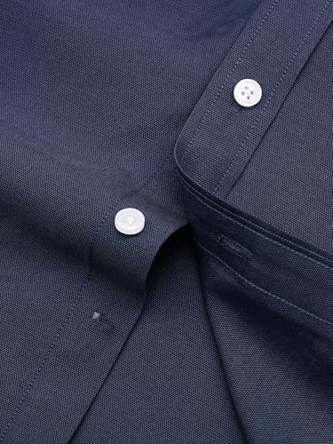 GIANZEN Men's Navy Blue Dress Shirt for Men Collar Collared Mens Oxford Button Down Long Sleeve No Tuck Shirts Business Casual Navy Blue Size L - Image 5