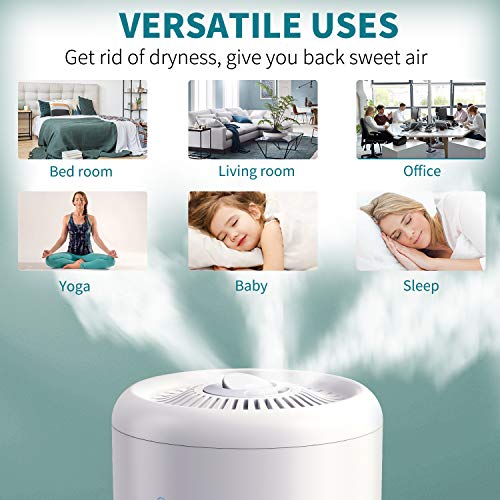 AirExpect Cool Mist Humidifier for Bedroom – Top Filling Air Humidifier with BPA Free, Ultrasonic, Whisper-Quiet, Easy Clean & Max 24h Usage, 3.5L Large Capacity for Dry Cough, Nose, Skin & Eyes