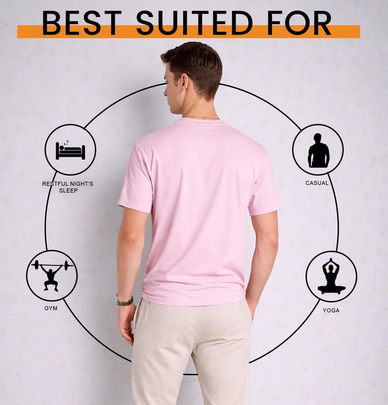 Image of Sleepynuts Men's Regular Fit Round Neck Half Sleeves Solid Casual Wear T-Shirt
