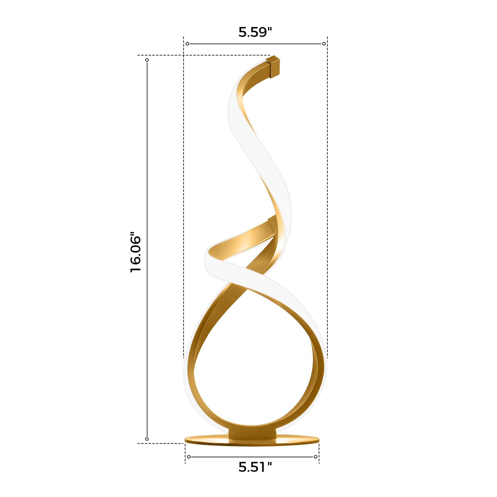 Paquete de 2 lámparas de mesa de noche, lámpara LED de escritorio en espiral, regulable al tacto, temperatura de 3 colores, luz moderna para mesitas de noche, luz lateral única para