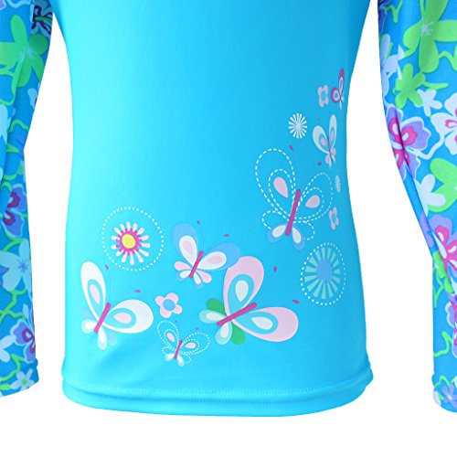 Image of TFJH E Girls Two Piece Swimsuit Long Sleeve Rash Guard Ages 3-12 | UPF 50+ sun protection, breathable , lightweight long sleeve swimsuit, full coverage, pool beach vacation, water park