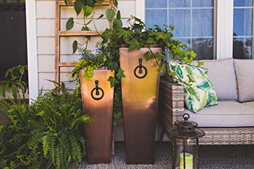 H Potter Tall Planter Antique Copper Patio Deck Indoor Outdoor Garden Flower Planters Set Of 2 #TOP6