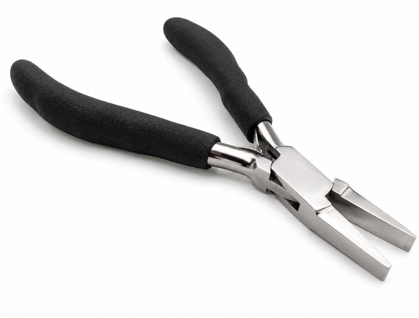 Flat Nose Pliers for Jewellery Making, Wire Work and Crafts, Black Foam Grip Handles, 5-3/4-Inch, 1" Jaw Length