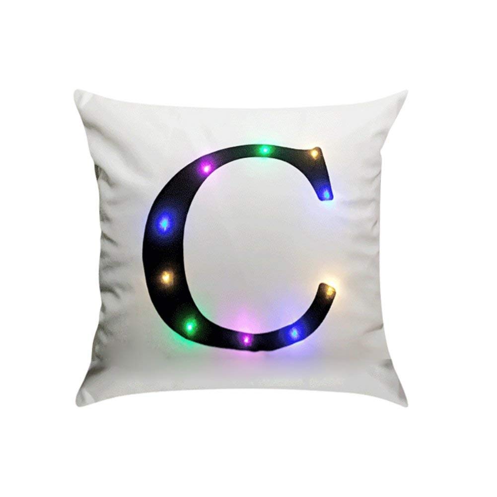 Zuodu C Reative Led Olorful Lighting Velvet Letter Ushion Over Pillow Over Bar Use Party Use Festival Use Gift Use18”X18” Or 45Cm X 45Cm 1P (C)