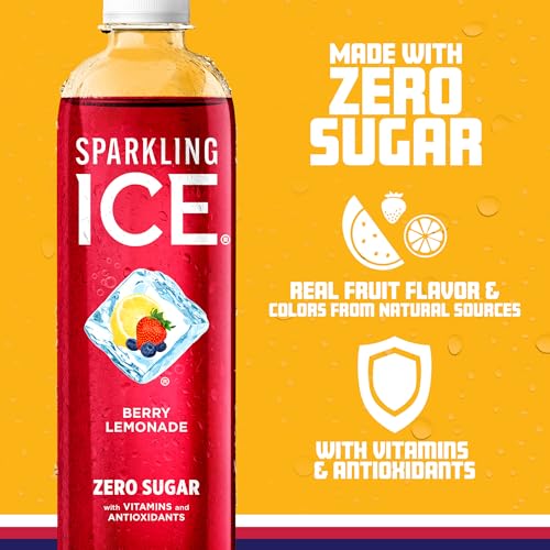 Image of Sparkling Ice, Berry Lemonade Sparkling Water, Zero Sugar Flavored Water, with Vitamins and Antioxidants, Low Calorie Beverage, 17 fl oz Bottles (Pack of 12)