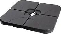Base Suporte JX015-01 Guarda-sol Ombrelone Suspenso Haste Lateral 4 Peças Quadrada - Preenchível Com Água Areia 90kg, Plástico HDPE Resistente Para Jardim Quintal Piscina