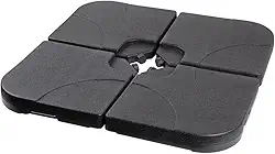 Base Suporte JX015-01 Guarda-sol Ombrelone Suspenso Haste Lateral 4 Peças Quadrada - Preenchível Com Água Areia 90kg, Plástico HDPE Resistente Para Jardim Quintal Piscina