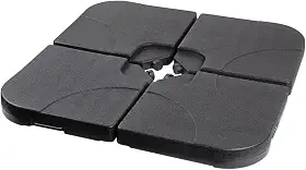 Base Suporte JX015-01 Guarda-sol Ombrelone Suspenso Haste Lateral 4 Peças Quadrada - Preenchível Com Água Areia 90kg, Plástico HDPE Resistente Para Jardim Quintal Piscina