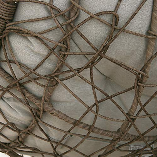 Ulax Furniture Outdoor Wicker Hanging Chair Swing, Patio Hanging Basket Swing Chair with Hanging Steel Chain (Beige) - Thumbnail 5
