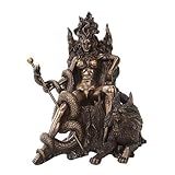 8.5 Inch Bronze Colored Norse Hel Sitting on Thrown Figurine