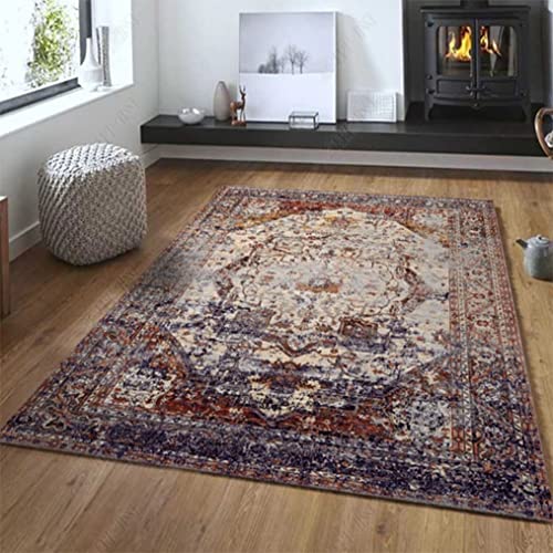 カーペット イギリス風 ラグ マット トルコ風 北欧風 ペルシャ柄 モダン ペルシャ絨毯風 玄関マット 宮廷風 インテリア ラグマット 折り畳み可 欧式古典 洋室 洋風 洗える 滑り止め付 リビング (140*200cm, カラー8)