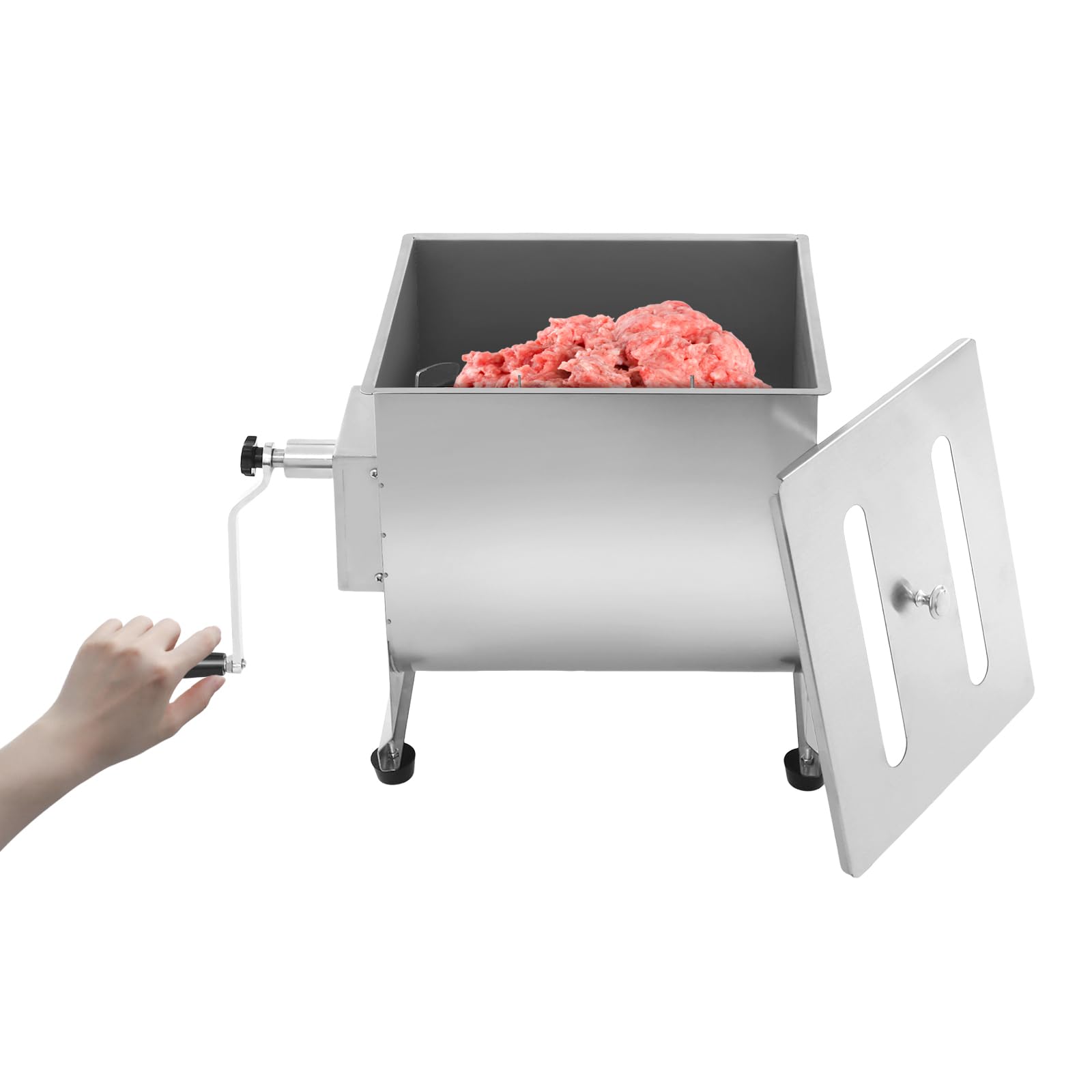 Commercial Tilting Mixer, Manual Meat Mixer with Cover with Handle, 44Lbs Capacity Sausage Mixer Machine for Homes, Restaurants, Delis