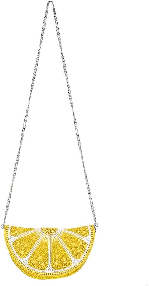 Mary Frances Tart Beaded Handbag Lemon Slice Crossbody Bag, Yellow - Image 7