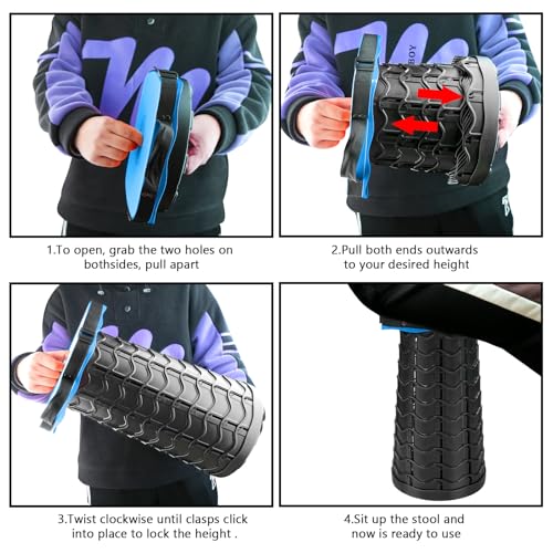 Image of Outward Gear Upgraded Collapsible Stool Heavy Duty 550lbs Load Capacity Portable Foldable Sturdy Telescopic Stool for Camping Travel Hiking (Blue)