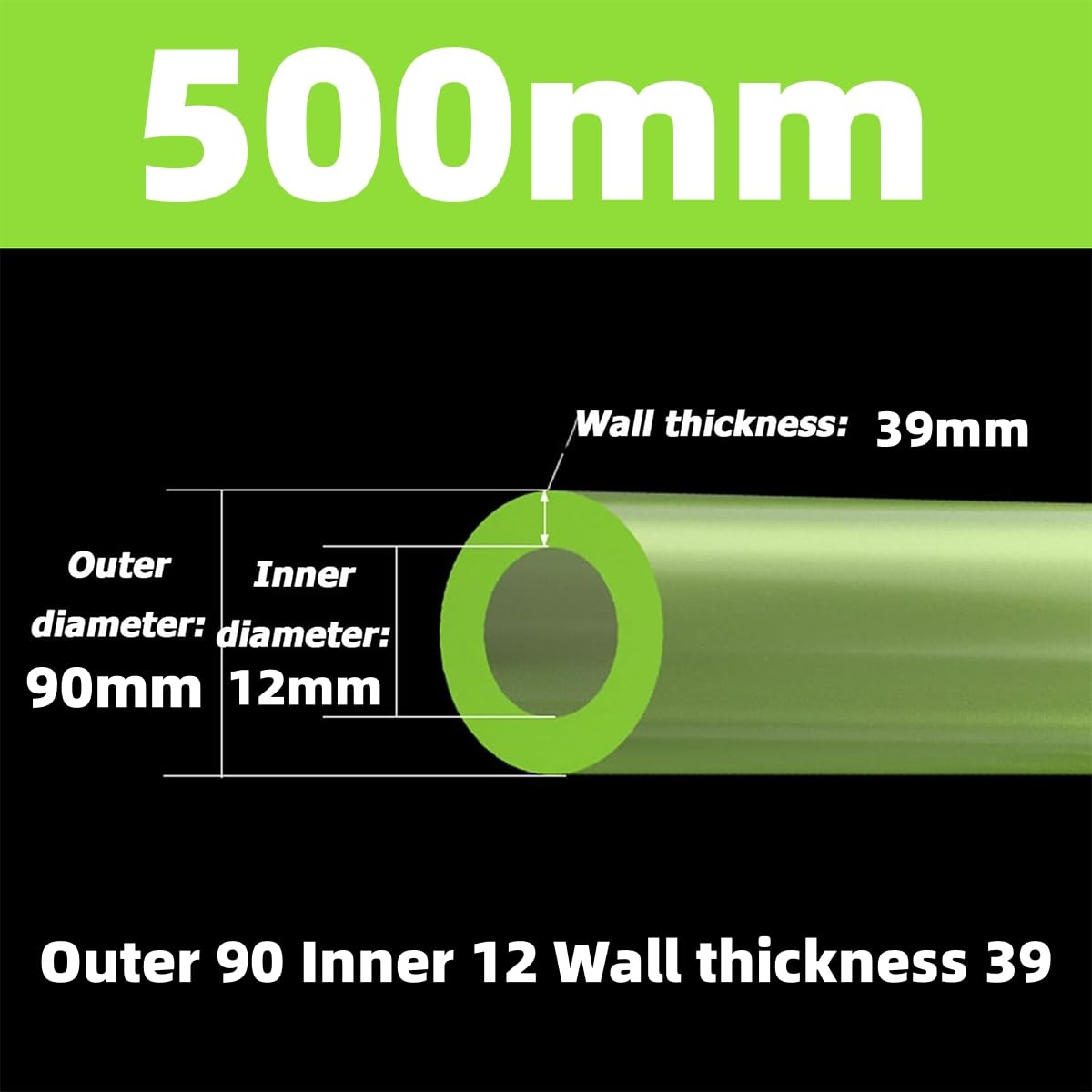 Polyurethan PU Hohlprofil Rund, Elastischer Gummistab, Abrieb- Und Reißfest, Für Technische Anwendungen,90mmx12mmx500mm