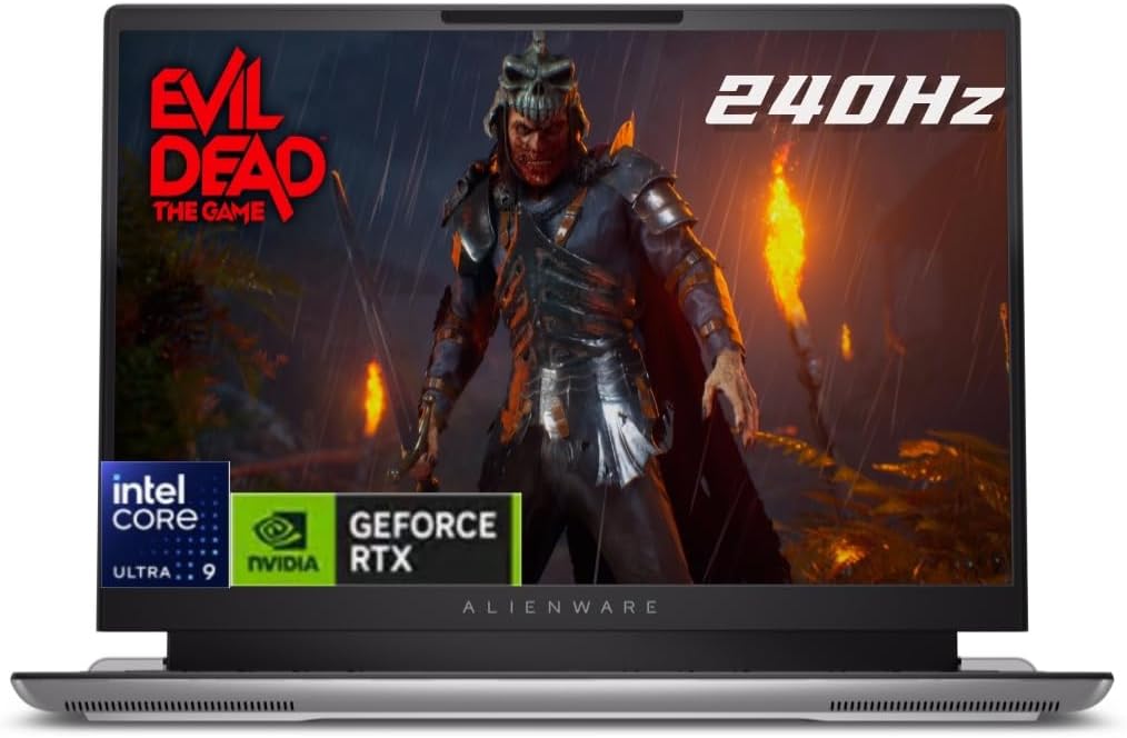 NewDell_Alien.Ware X16 R2 2024 Gaming Laptop 16 inch QHD+ 240Hz 3ms Screen Intel_Core Ultra 9 185H 32GB RAM 1TB SSD AI PC Geforce RTX 4070 Webcam Backlit Thunderbolt Wifi 7 Windows 11Home Lunar Silver