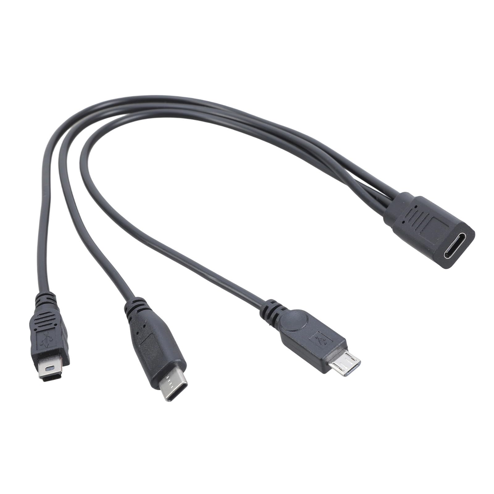 Fentency Type C Female to Type C Simultaneous Multiple Device Charging Cable Cord For Phones Tablets Electronics 30cm Length