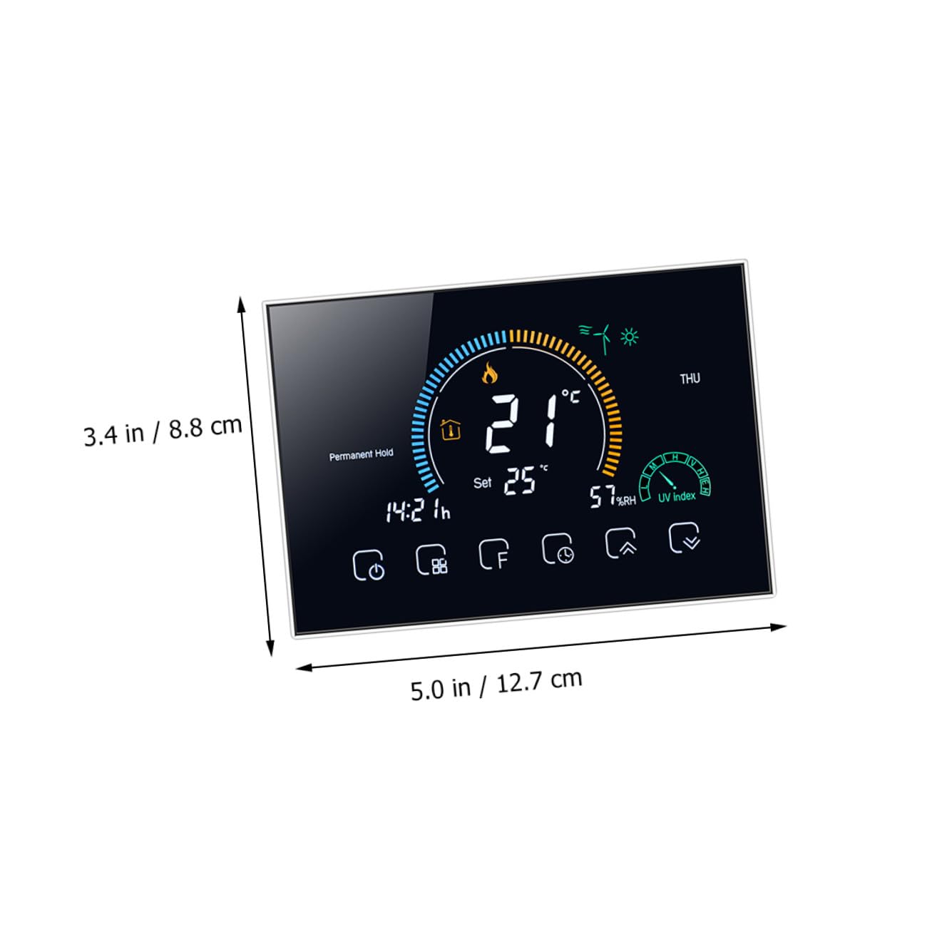 Schwarzer Raumthermostat 95v 5a mit 4, 8 Zoll LCD Touchscreen WLAN | PC Abs Gehäuse, 5 bis 35 Grad Einstellbereich, 86mm Kassette