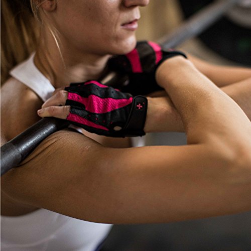 Harbinger Luvas femininas profissionais com palma de couro acolchoada ventilada para halterofilismo,