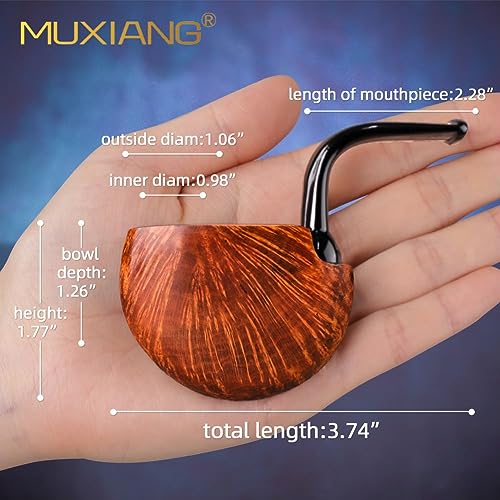 Muxiang Vest Pocket Pipe Non-Filtered Tobacco Pipes Smooth Bruyere Pipe Handmade Of Briar Root Wood Sharply Curved Stem Aa0411 (Aa0411S) #TOP3