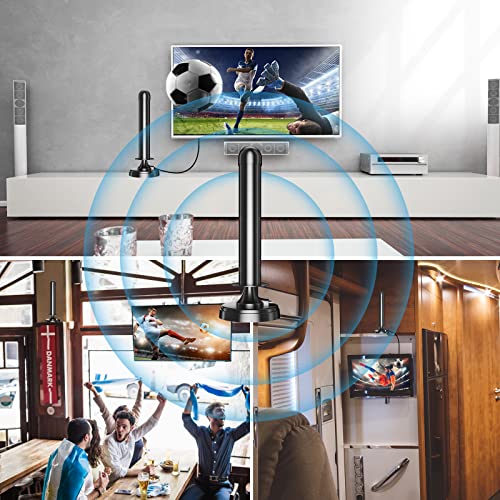 Powerful Tv Antenna Indoor For Smart Tv Up 200+ Miles Long Range, Portable Digital Hd Antenna Indoor For Tv,17Ft Coaxial Cable/Strong Magnetic Base Install,Support 4K 1080P Local Free Channles #TOP2
