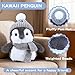 Penguin Stuffed Animal, Penguin Plush with Gray Knit Hat Scarf for Girls Kids Women Adult, Weighted Sitting Soft Cuddly Plush Toy Gifts for Birthday Holiday Winter Christmas Décor Valentine 10 Inch