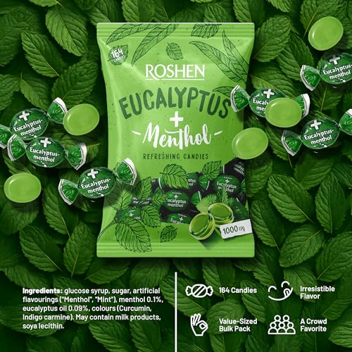 Roshen Eucalyptus-Menthol Hard Candy 1kg/2.204lb