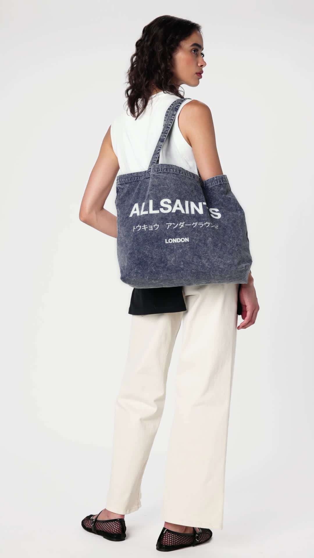 Bolso Tote de Jeans Acid Wash Deep Sea Navy miniatura 7