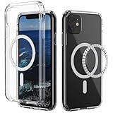 IDweel Magnetic for iPhone 11 Case, Compatible with Magsafe, Shockproof Shock Absorption, Slim Fit & Lightweight, Scratch-Resistant Protective Bumper Cover for iPhone 11 6.1″,HD Clear